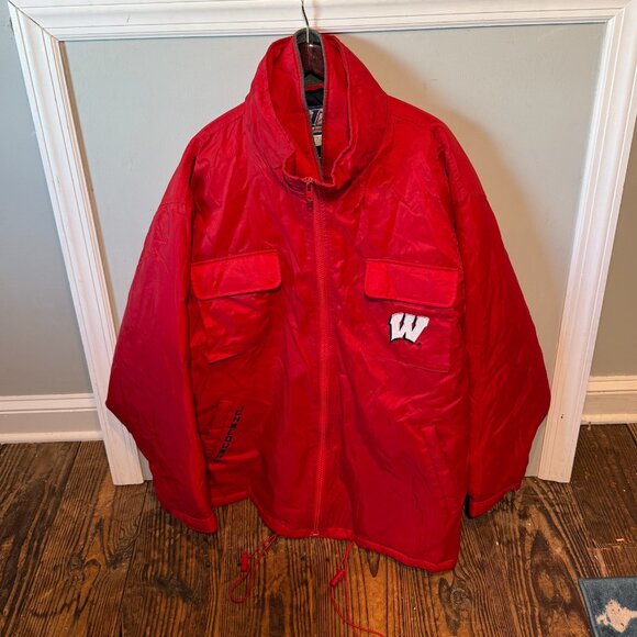 VINTAGE Wisconsin Badgers Parka Winter Jacket RARE Quilted Layered Mens Size XL - Picture 1 of 12